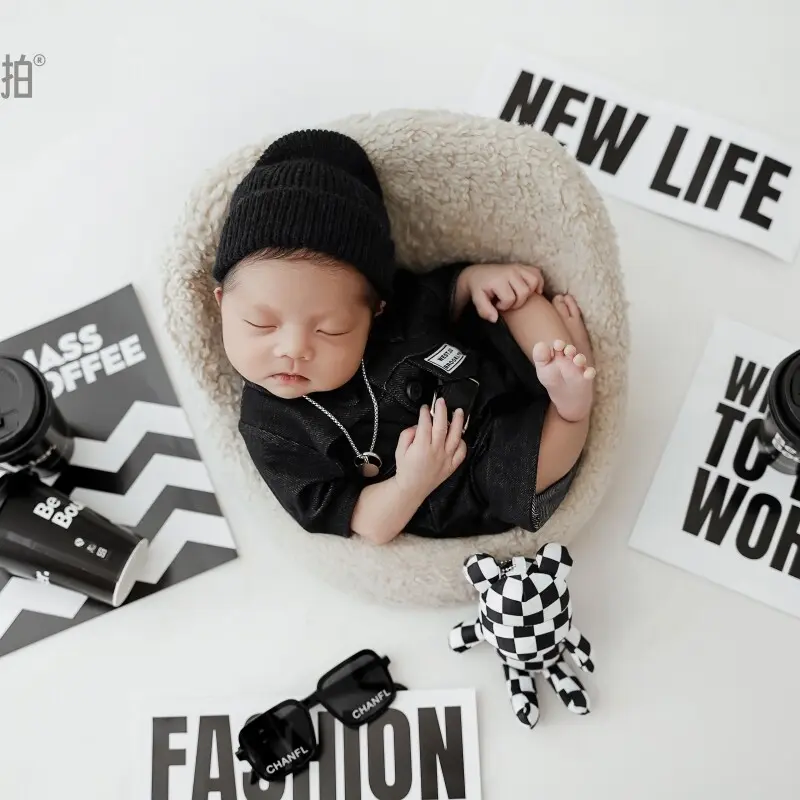 Baby Boy Cool Black Theme Set - Newborn Photography Props